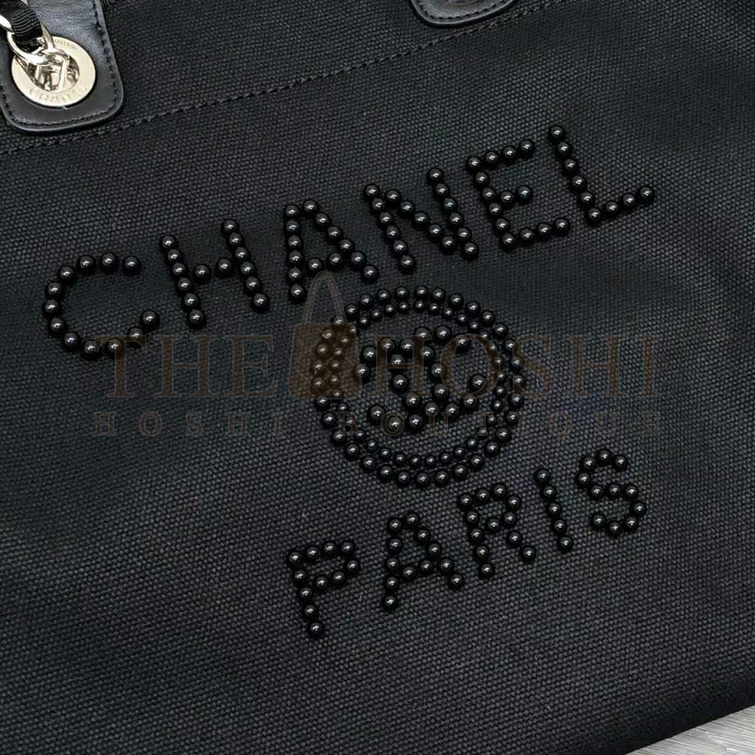 Ch**el Women Shopping Bag Mixed Fibers Imitation Pearls & Silver-Tone Metal Master Quality