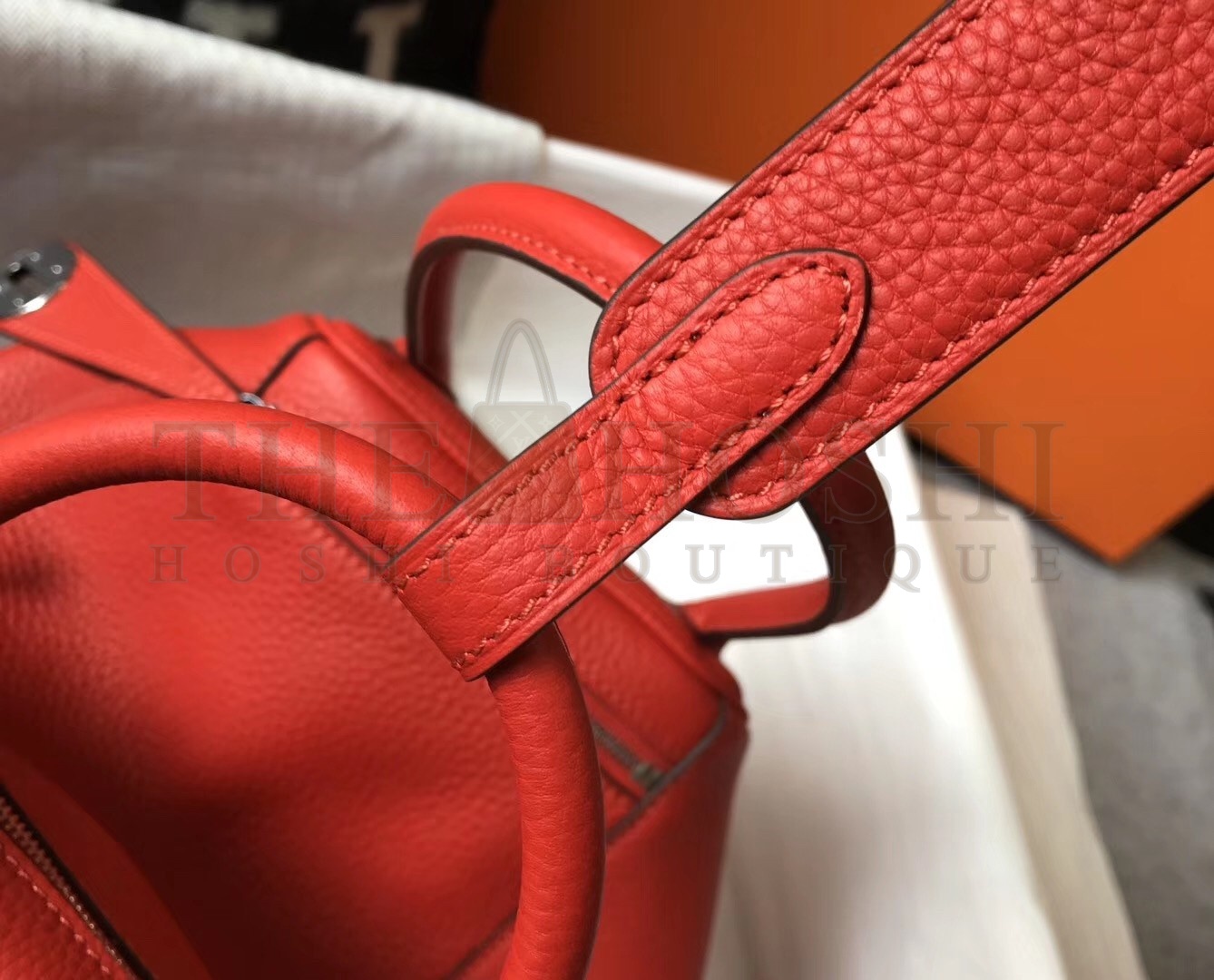 H**me5 Lindy 26cm Bag In Red Clemence With PHW Master Quality