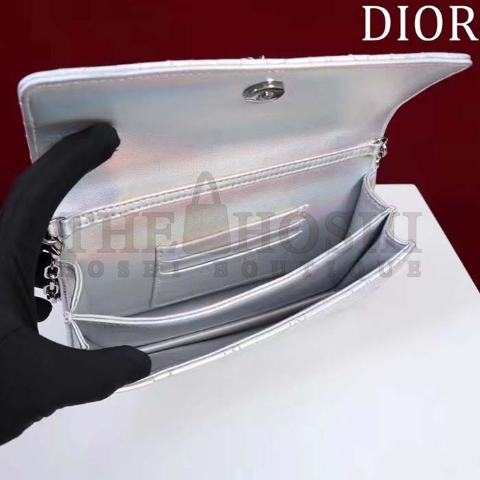 D10r Women CD Miss D10r Mini Bag Silver Metallic Leather Lambskin Master Quality
