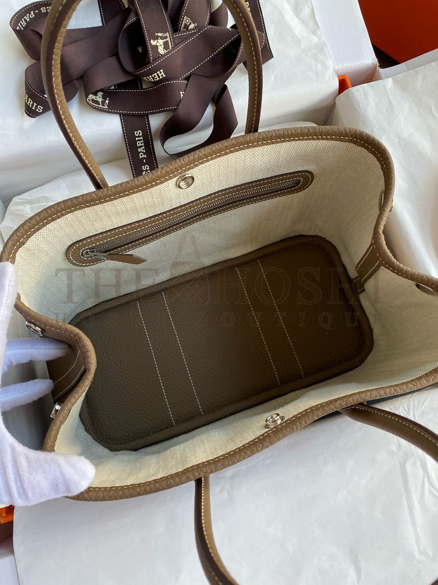 H**me5 Garden Party 30 Handmade Bag in Taupe Negonda Leather Master Quality