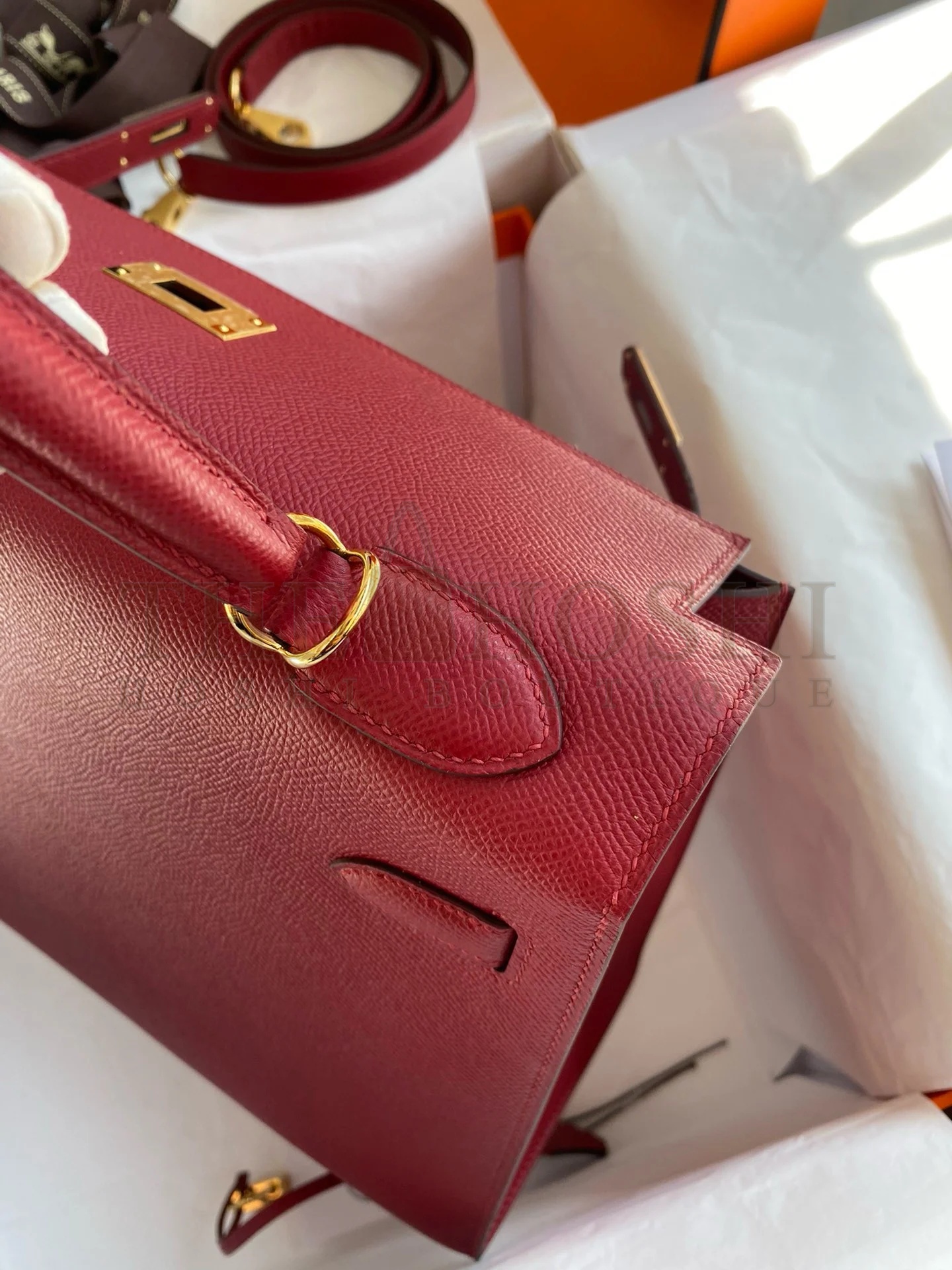 H**me5 Kelly Sellier 32 Handmade Bag In Red Epsom Calfskin Master Quality