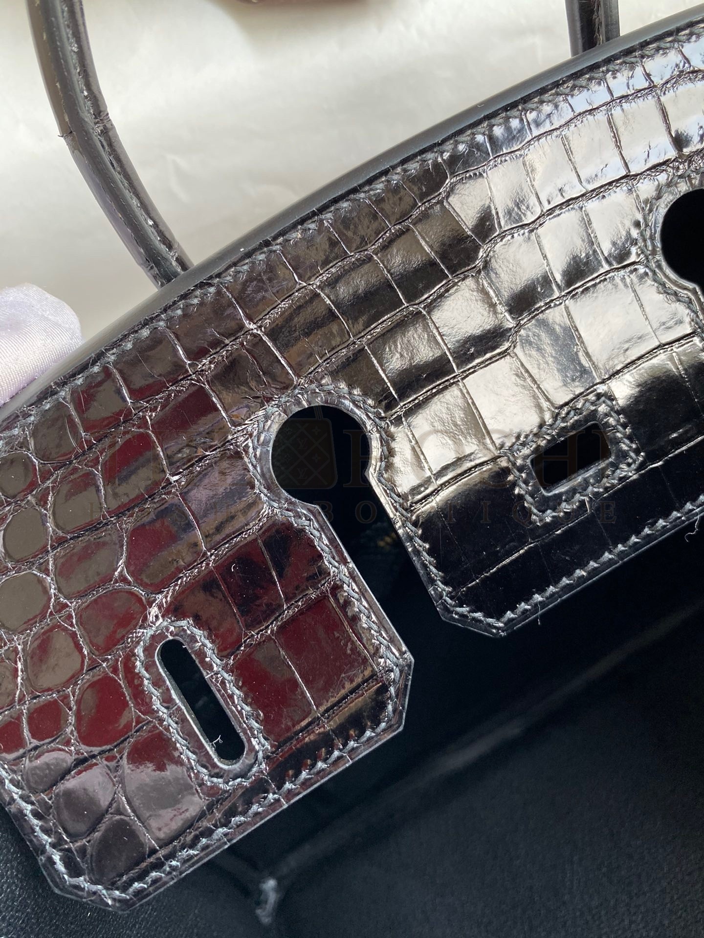 H**me5 Birkin 25 Handmade Bag In Black Crocodile Niloticus Shiny Skin Master Quality