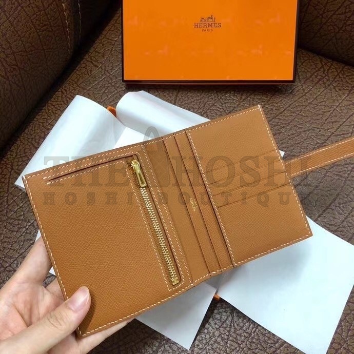H**me5 Bearn Compact Wallet In Gold Epsom Leather Master Quality