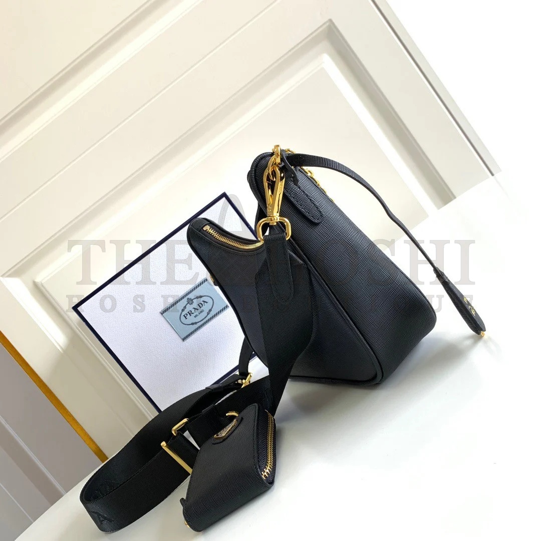 Pra*a Re-Edition 2005 Shoulder Bag In Black Saffiano Leather Master Quality