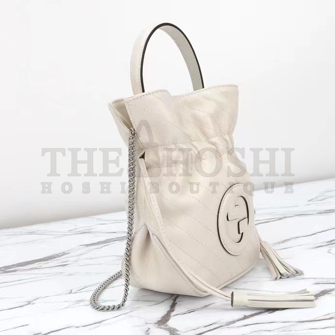 Gvc*1 Women GG Blondie Mini Bucket Bag White Leather Round Interlocking G Master Quality