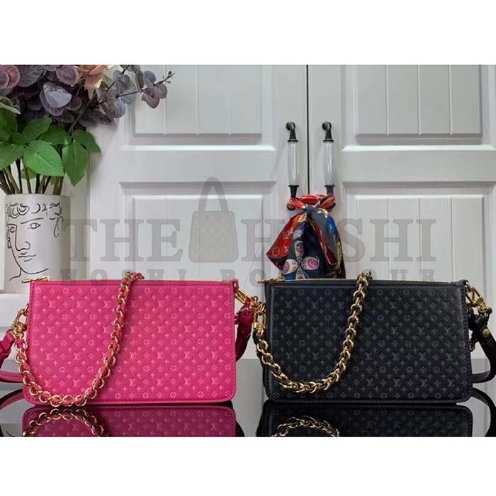 L0vis Vvtt0n LV Women Lexington Pouch Rose Pink Monogram-Embossed Calf Leather Master Quality