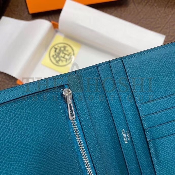 H**me5 Bearn Compact Wallet In Blue Izmir Epsom Leather Master Quality