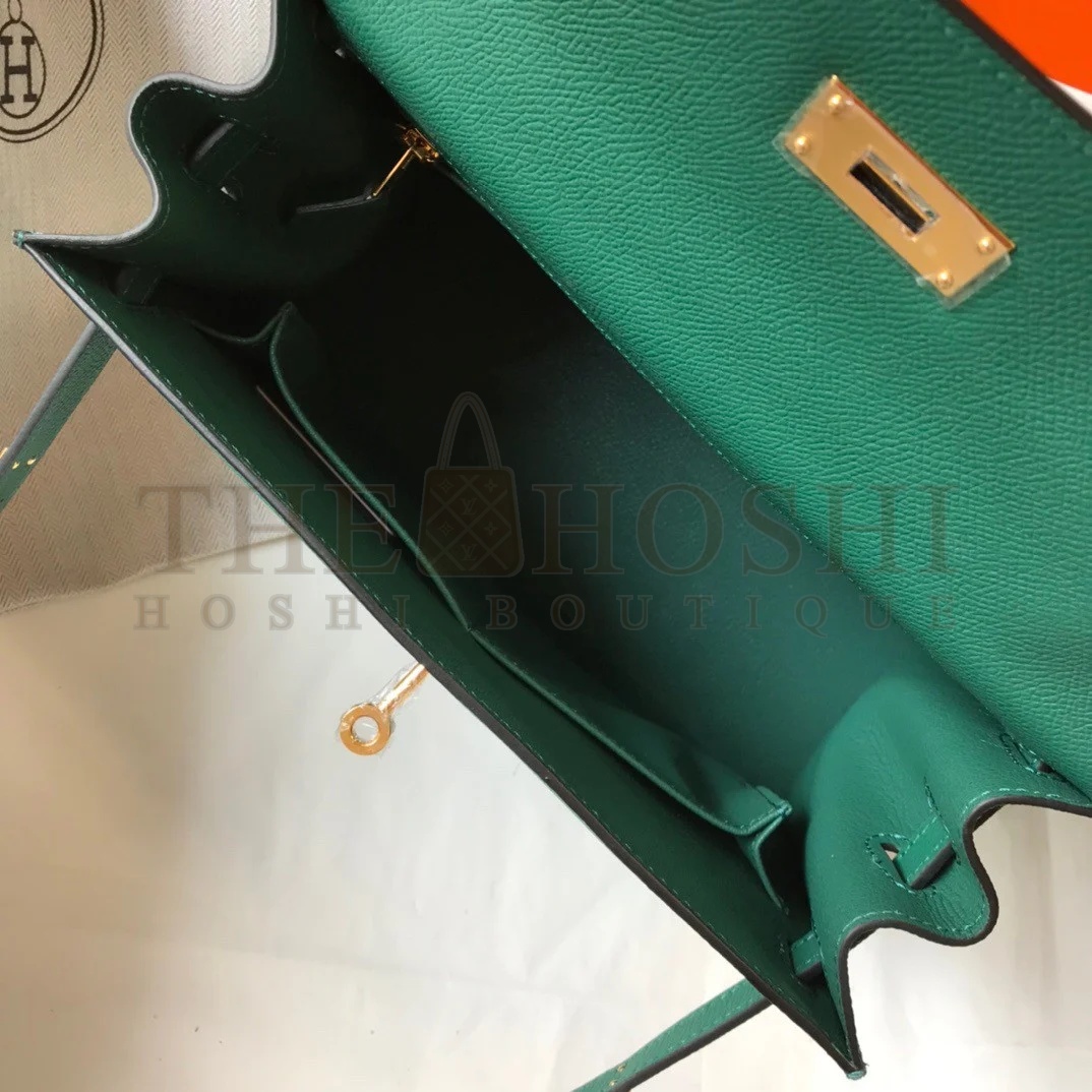 H**me5 Kelly 25cm Sellier Bag in Malachite Epsom Calfskin GHW Master Quality