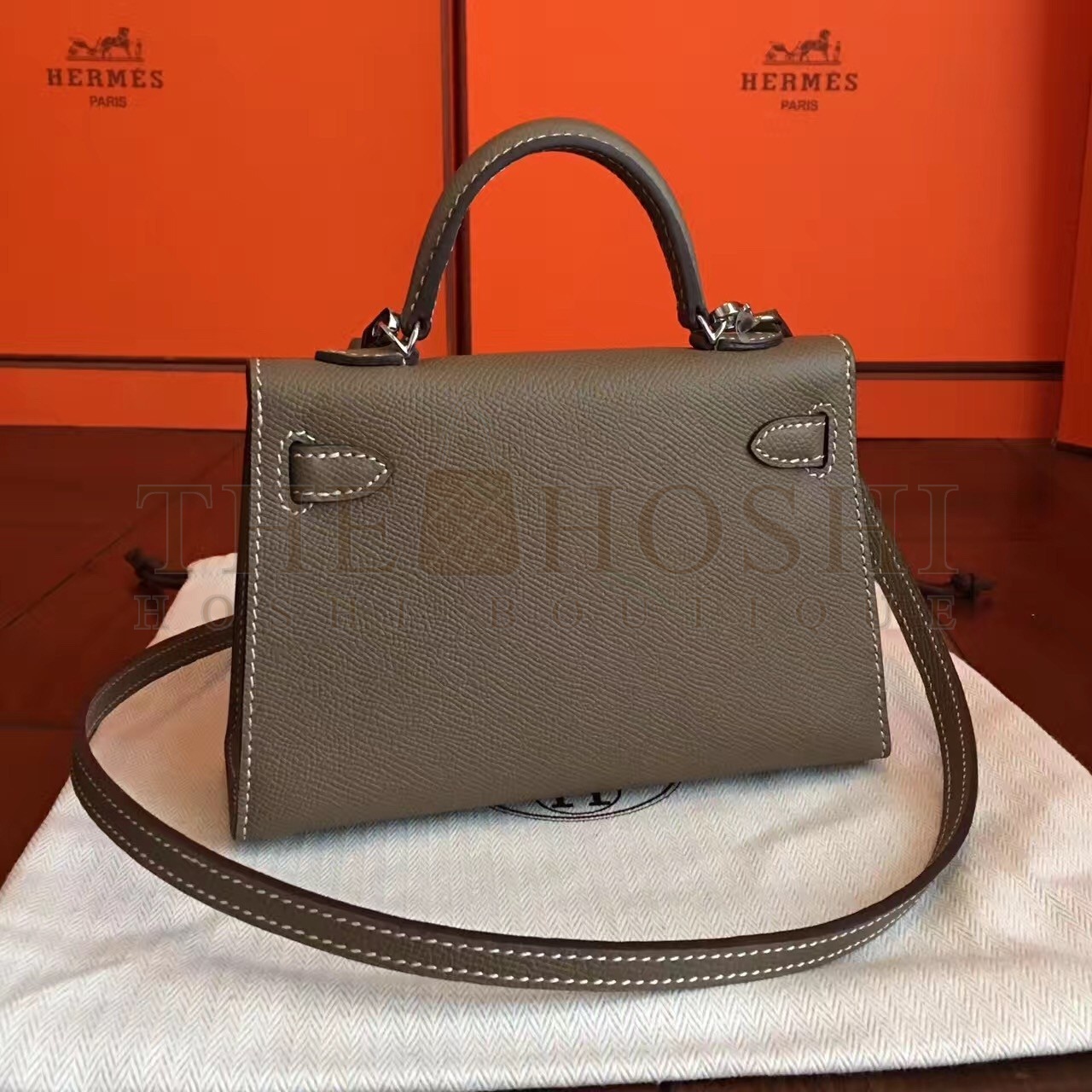 H**me5 Taupe Epsom Kelly Mini II Handmade Bag Master Quality