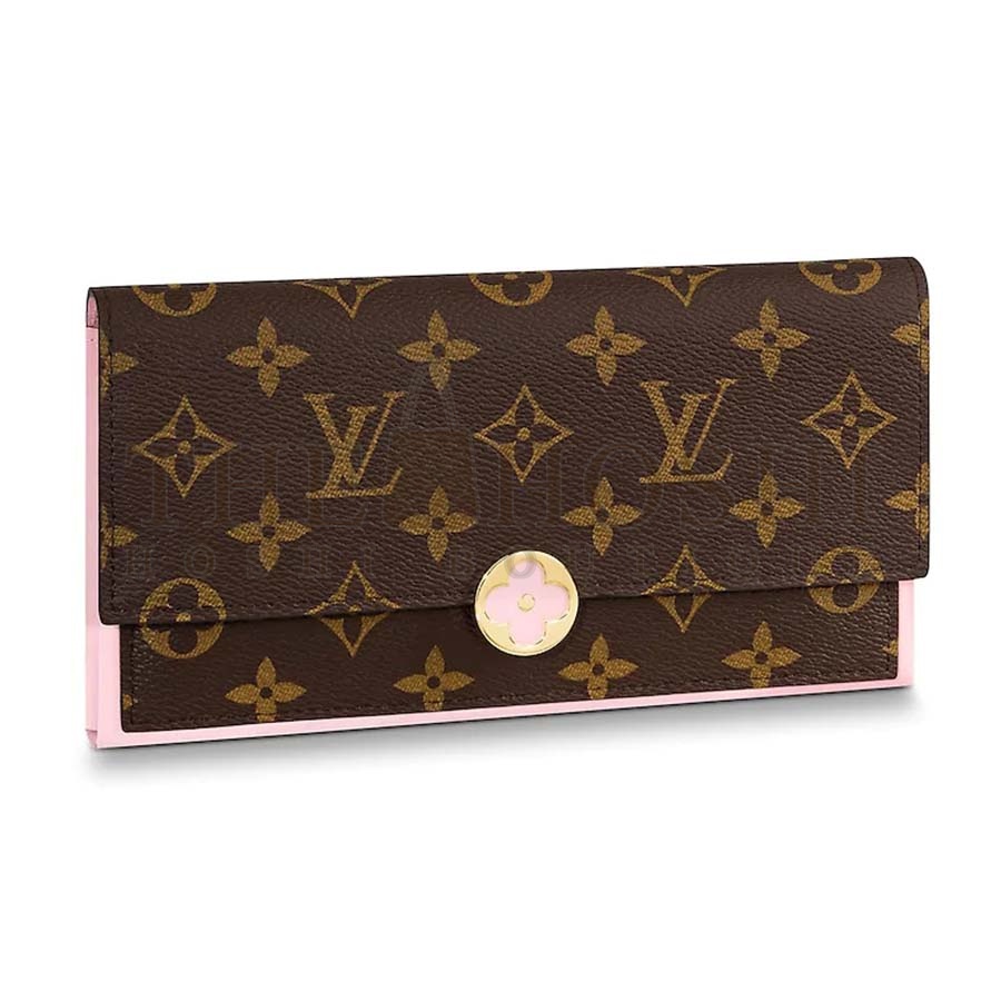 L0vis Vvtt0n LV Women Flore Wallet in Monogram Coated Canvas and Calf Leather Master Quality