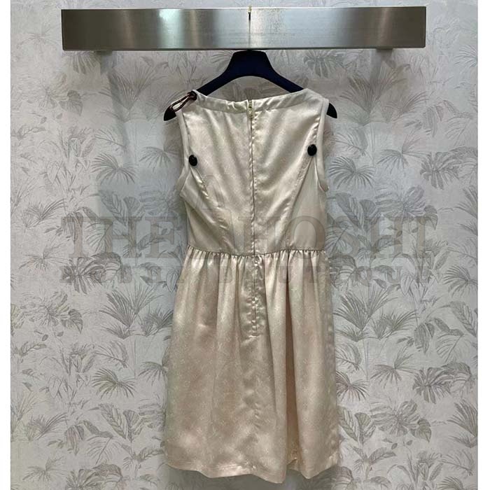 L0vis Vvtt0n LV Women Drawstring Scuba Dress Pinkish Beige Regular Fit 1AFCI8 Master Quality