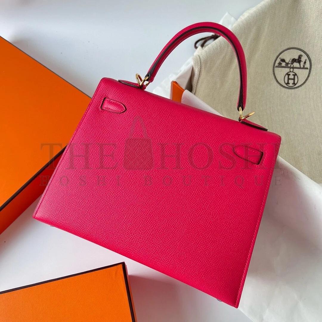 H**me5 Kelly Sellier 28 Handmade Bag In Rose Extreme Epsom Calfskin Master Quality