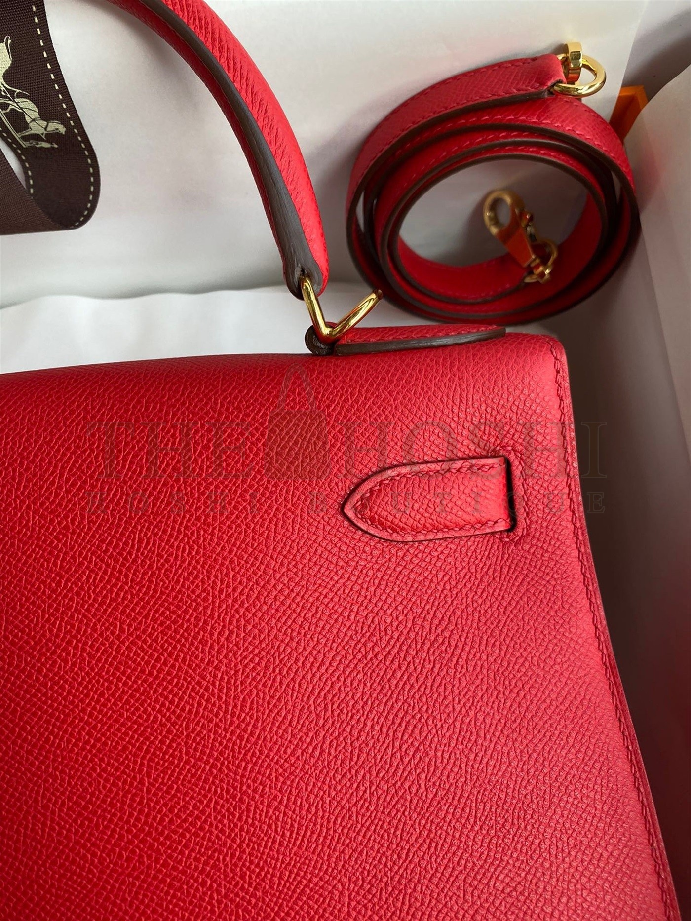 H**me5 Kelly Sellier 28 Handmade Bag In Red Epsom Calfskin Master Quality