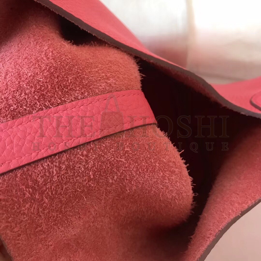 H**me5 Rose Lipstick Picotin Lock MM 22cm Handmade Bag Master Quality
