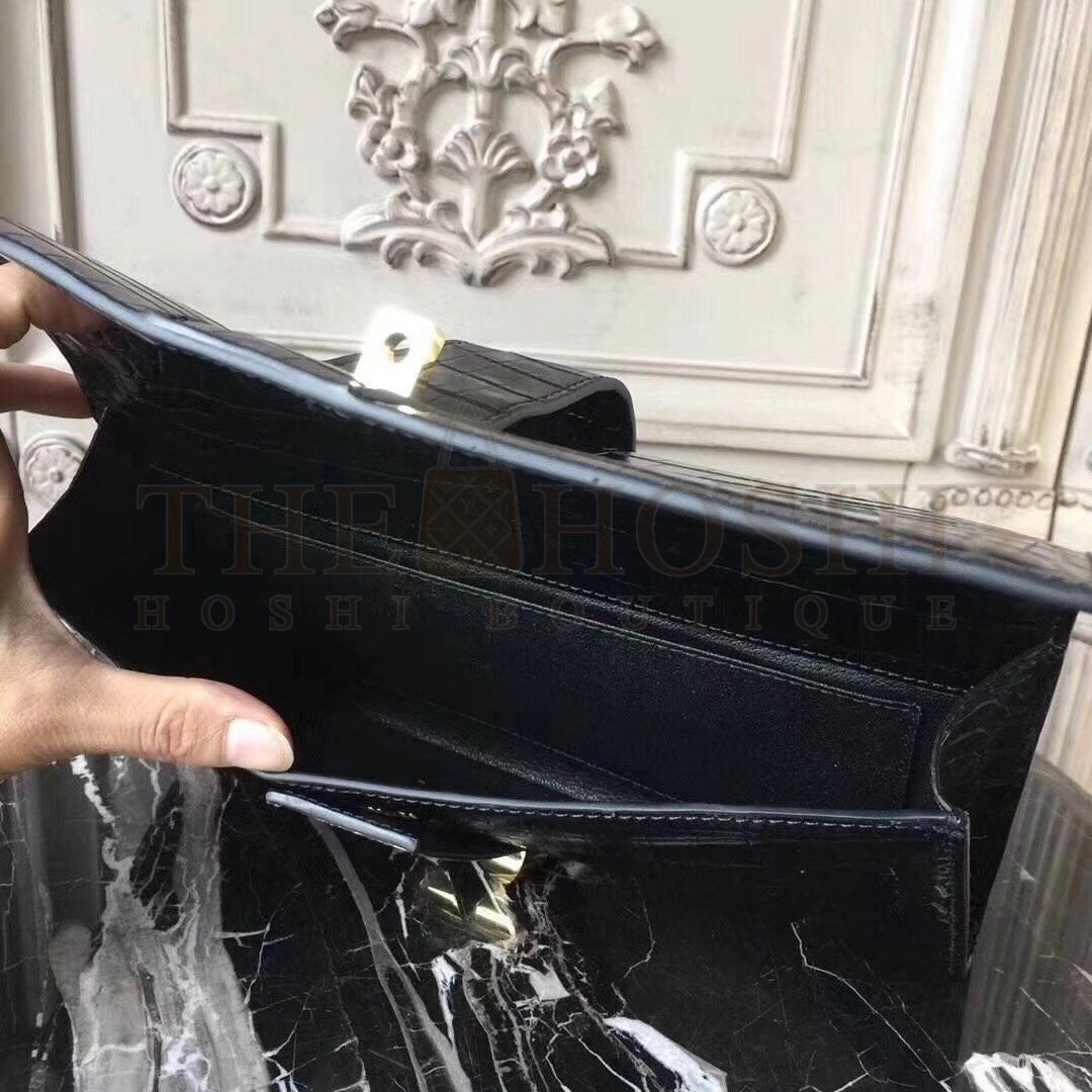 H**me5 Medor Clutch Bag In Black Crocodile Leather Master Quality