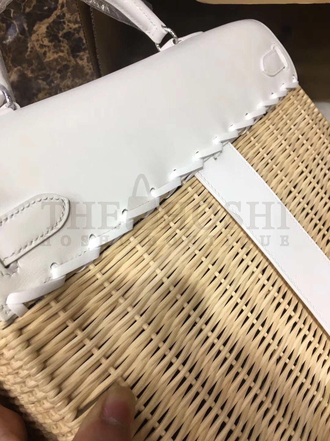 H**me5 White Picnic Kelly 35cm Wicker Bag Master Quality