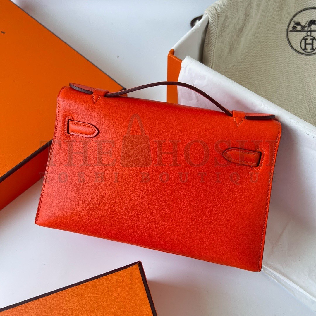 H**me5 Kelly Pochette Handmade Bag In Rouge Piment Swift Calfskin Master Quality