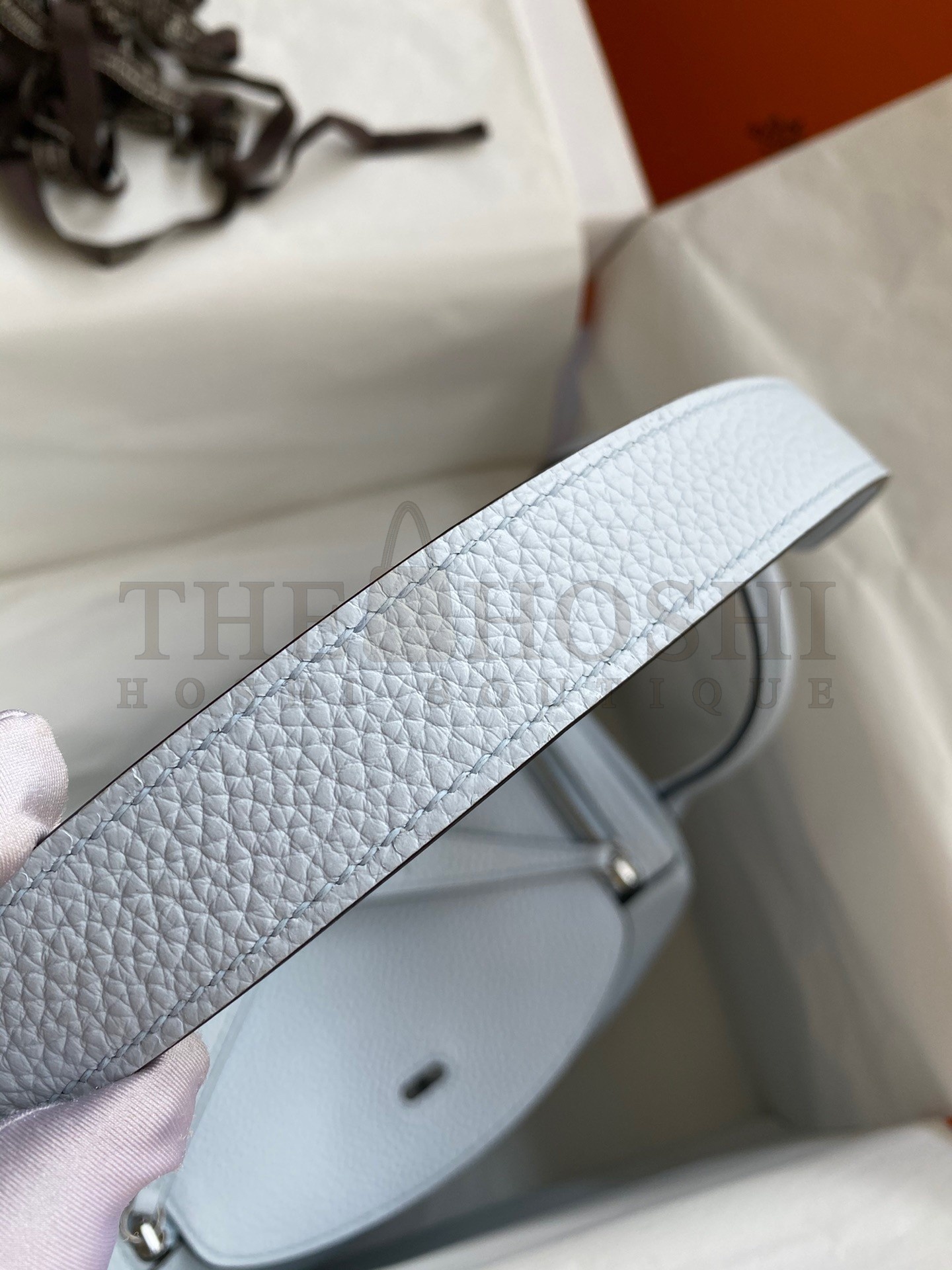 H**me5 Lindy 26 Handmade Bag In Blue Brume Clemence Leather Master Quality