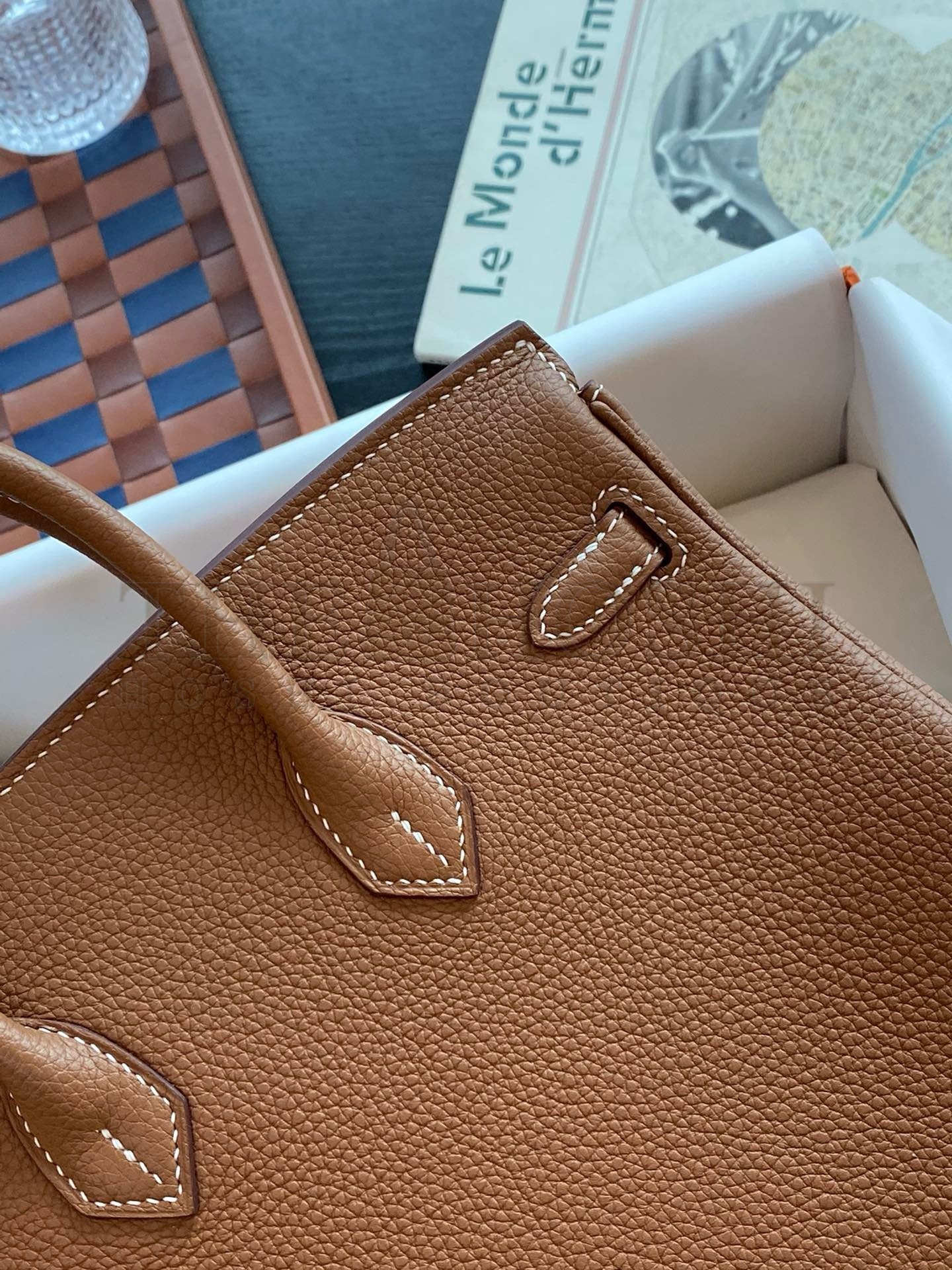 H**me5 Birkin 25 Retourne Handmade Bag in Gold Togo Leather Master Quality