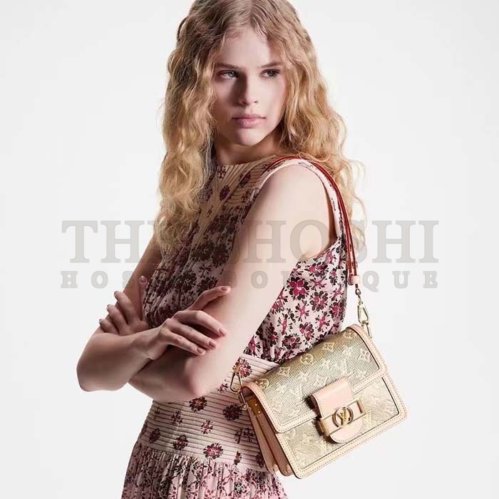 L0vis Vvtt0n LV Women Mini Dauphine Handbag Beige Monoglam Coated Canvas Master Quality