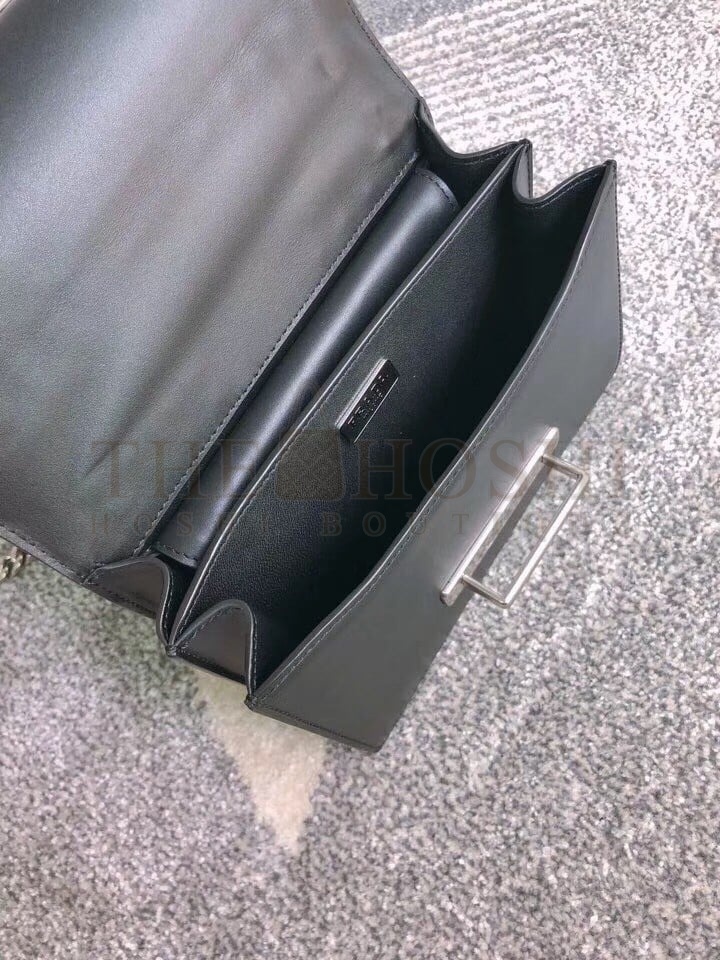 Pra*a Cahier Black Leather Shoulder Bag with Studded Master Quality