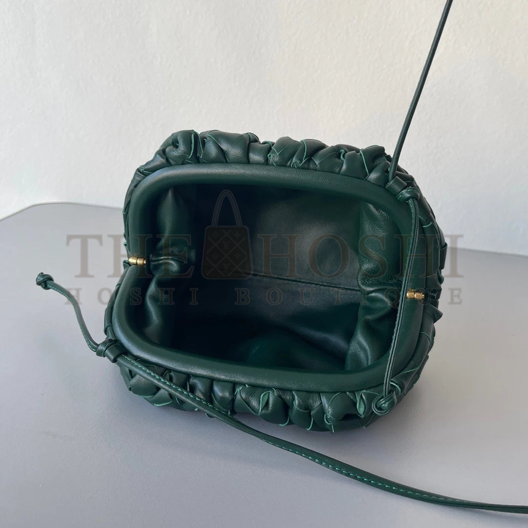 B0tt*ga Ven*ta Mini Pouch with Strap in Raintree Intrecciato Lambskin Master Quality