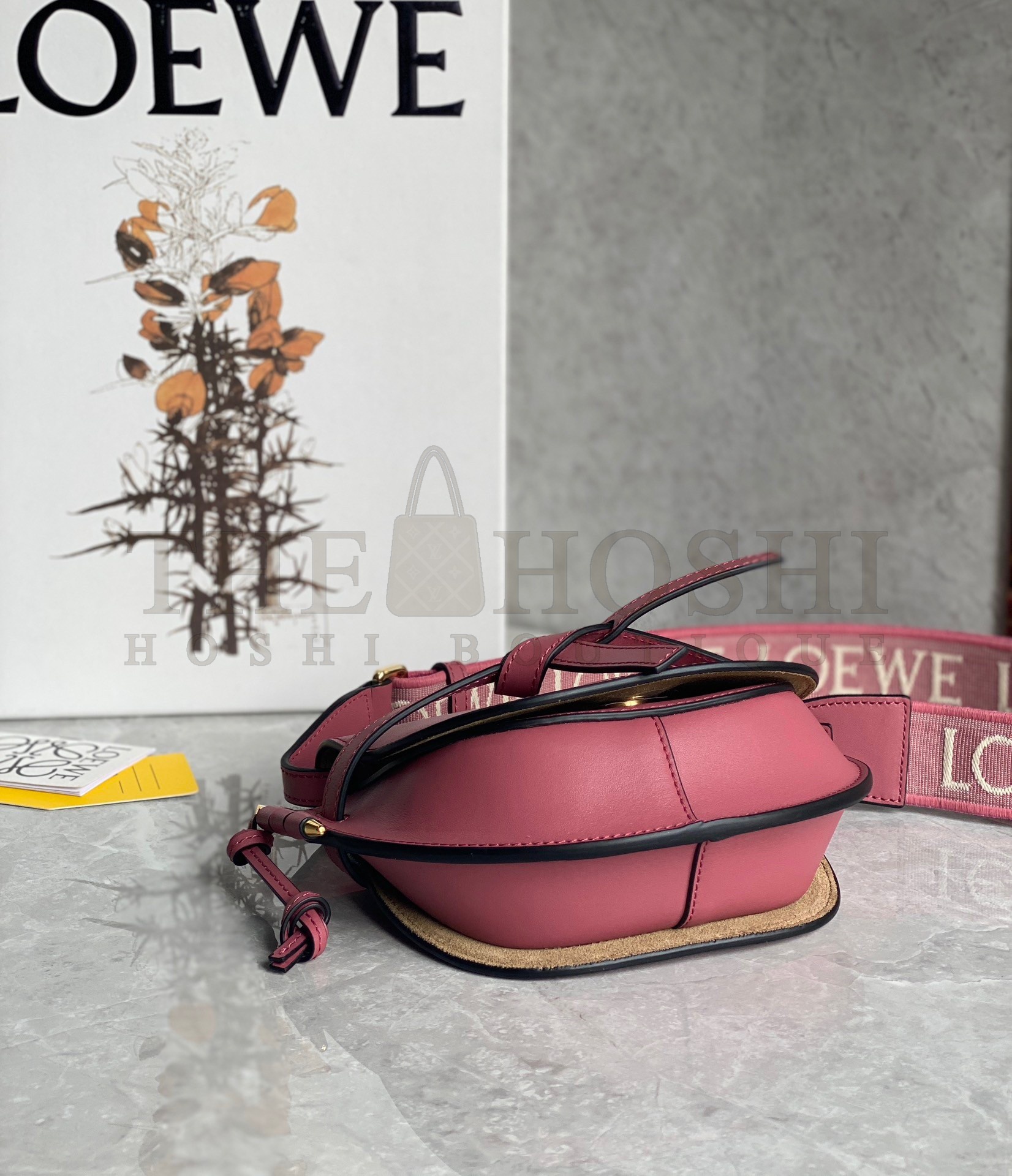 L0ew* Mini Gate Dual Bag In Plumrose Calfskin Master Quality