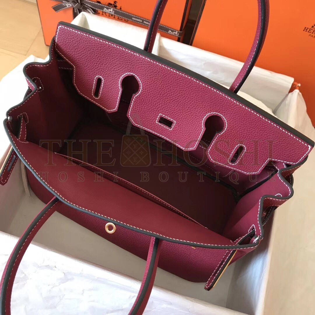 H**me5 Ruby Birkin 30cm Clemence Handmade Bag Master Quality