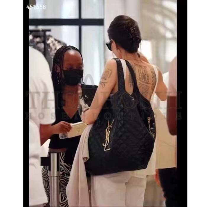 Sa1nt Lau*nt Y51 Women Icare Maxi Shopping Bag Quilted Lambskin Black STYLE ID 698651AAANG1000 Master Quality