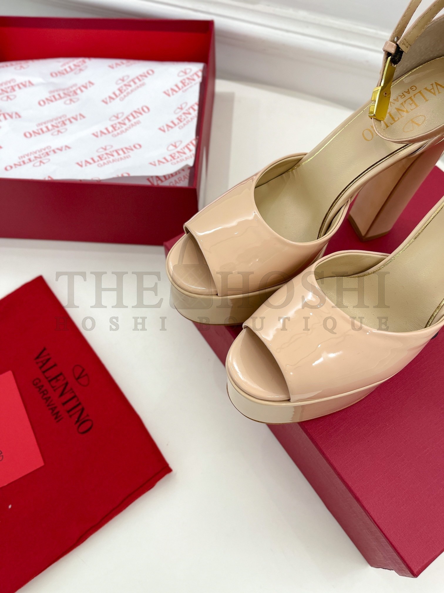 Va1e*ntin0 Tan-Go Platform Sandals 155mm In Rose Cannelle Patent Leather Master Quality