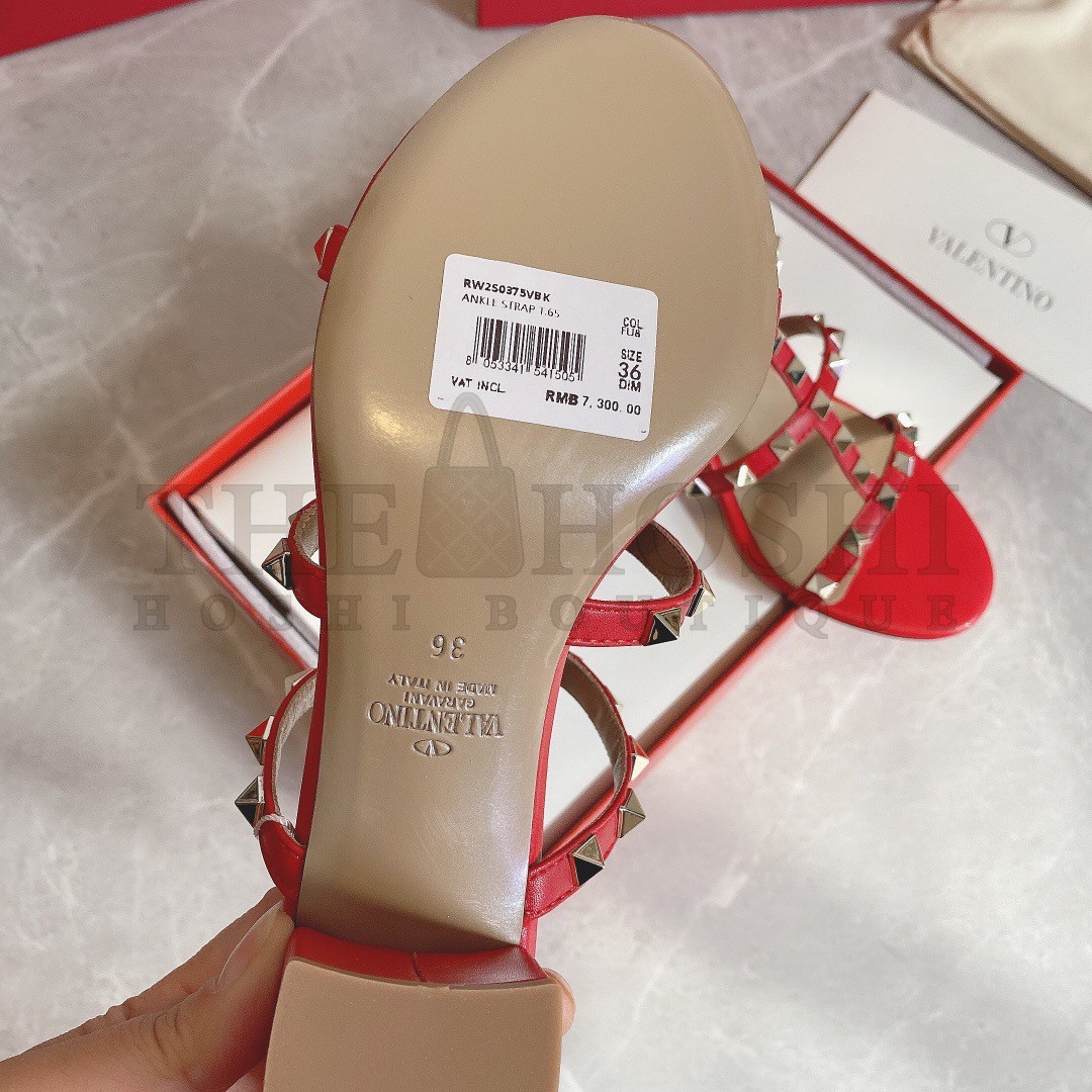 Va1e*ntin0 Rockstud Slide Sandals 60mm In Red Calfskin Master Quality