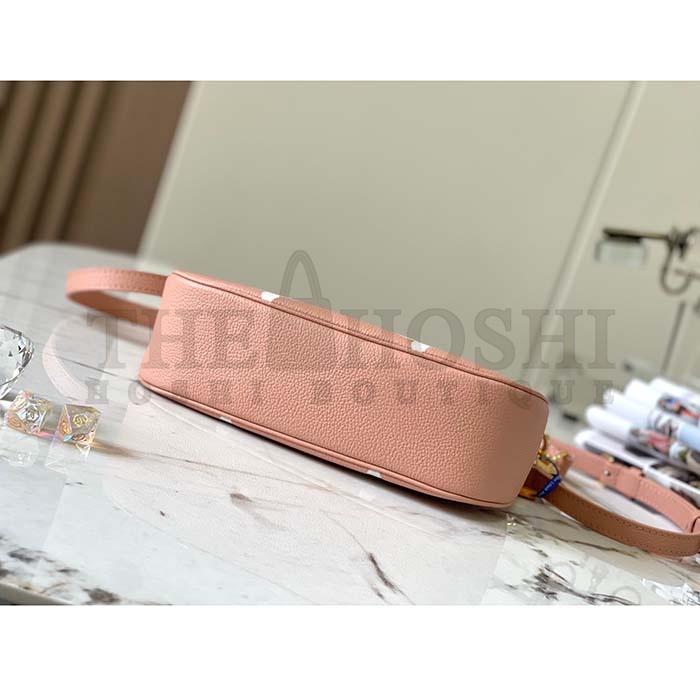 L0vis Vvtt0n LV Women Bagatelle Mini Hobo Handbag Pink Embossed Grained Cowhide Leather Master Quality