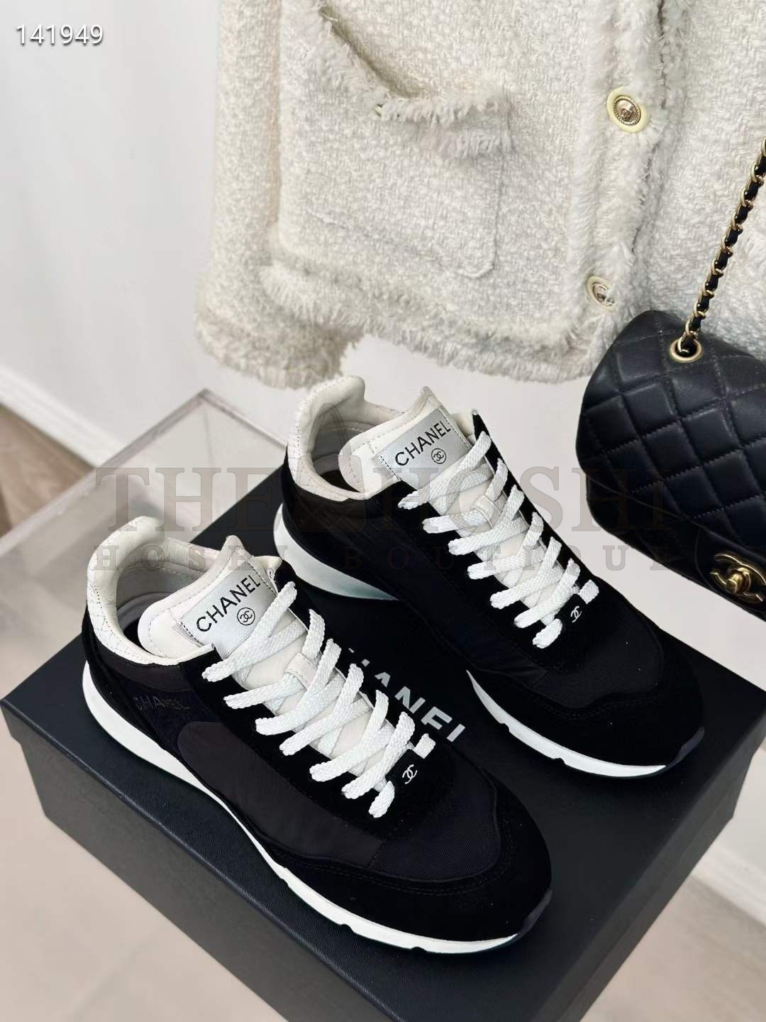 Ch**el Women CC Sneakers Fabric Suede Kidskin Suede Calfskin Navy Black Master Quality