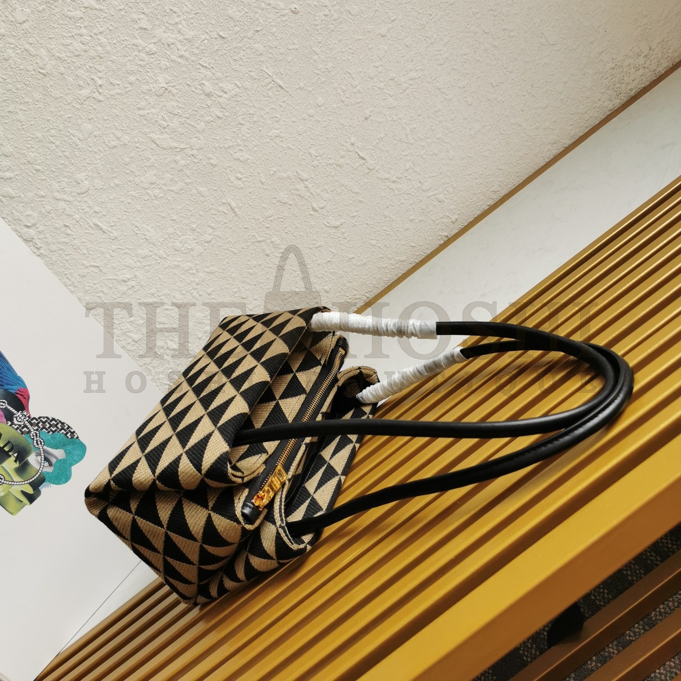 Pra*a S*pernova Small Shoulder Bag In Black/Beige Fabric Master Quality