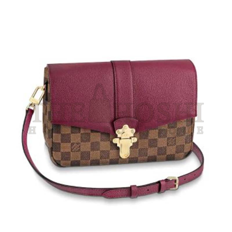 L0vis Vvtt0n LV Women Clapton Bag in Damier Ebene Canvas Grained Calf Leather Master Quality