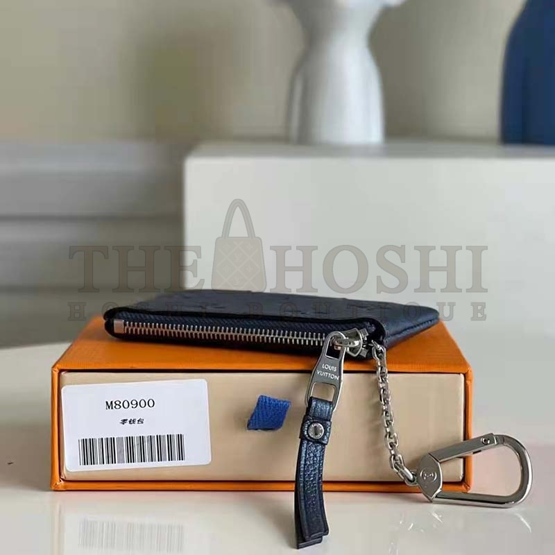 L0vis Vvtt0n LV Women Key Pouch Navy Nacre Embossed Grained Cowhide Leather Master Quality