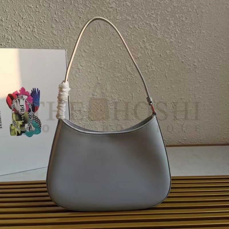 Pra*a Cleo Shoulder Small Bag In Blue Brushed Leather Master Quality