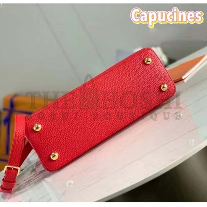 L0vis Vvtt0n LV Women Capucines BB Handbag Scarlet Red Taurillon Cowhide Leather Master Quality