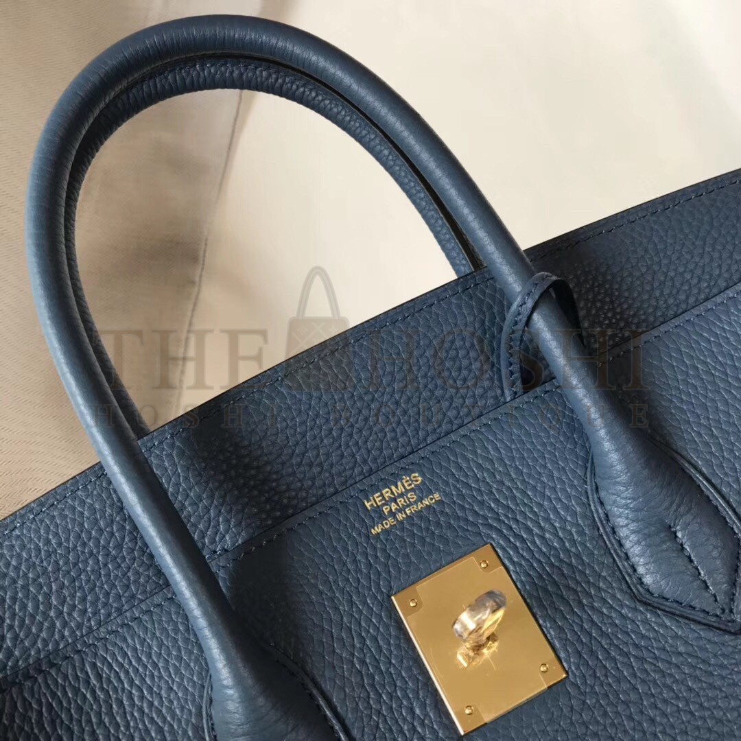 H**me5 Birkin 30 Bag in Blue Agate Clemence Leather with GHW Master Quality