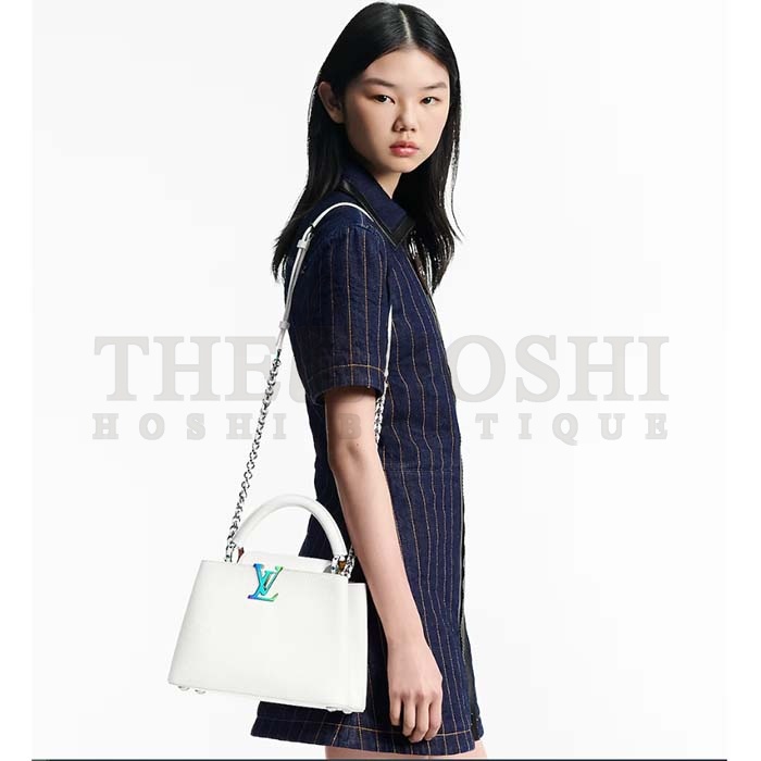 L0vis Vvtt0n LV Women Capucines BB Handbag Snow White Taurillon Leather Cowhide Lining Master Quality