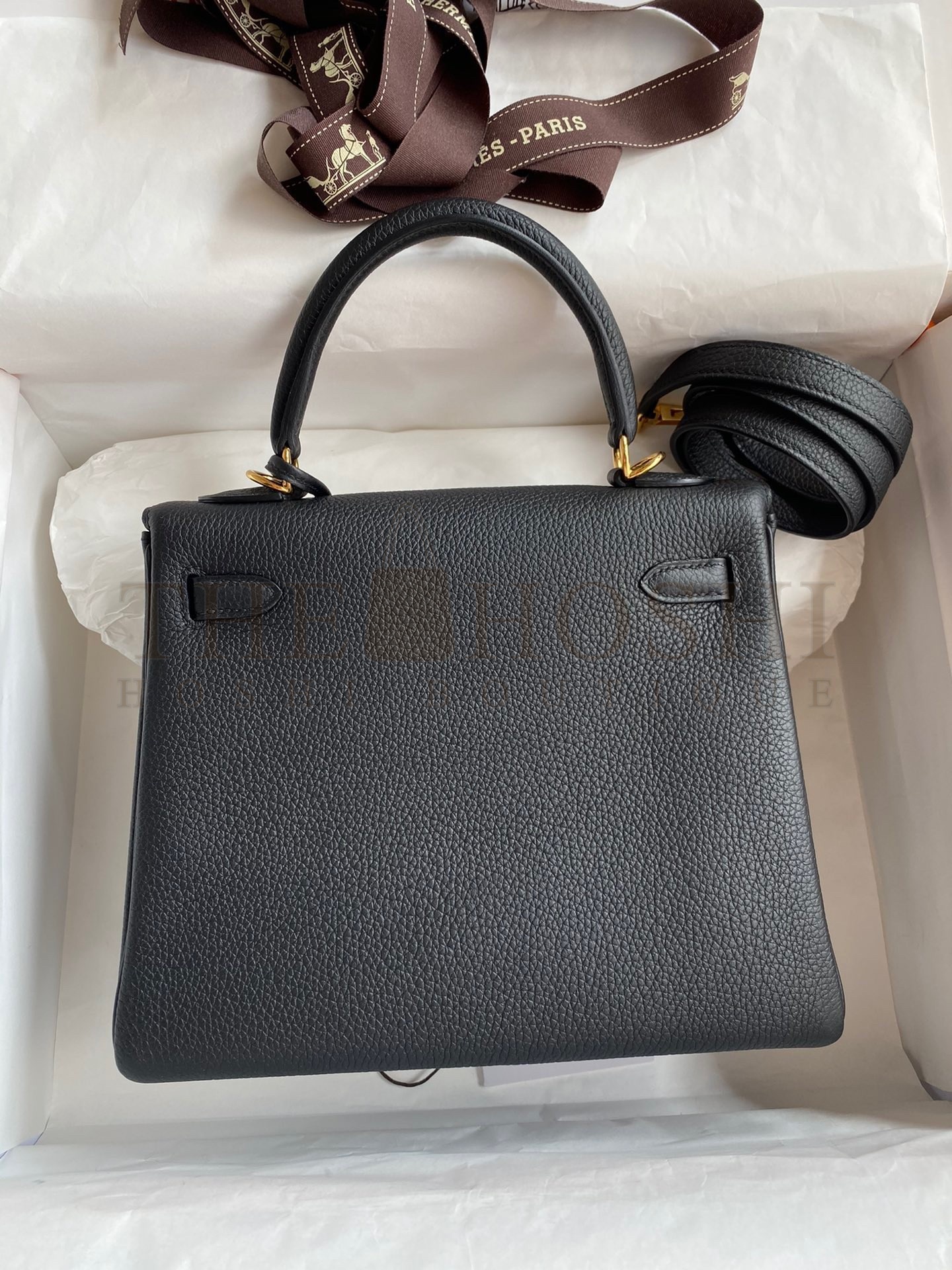 H**me5 Kelly Retourne 25 Handmade Bag In Black Clemence Leather Master Quality