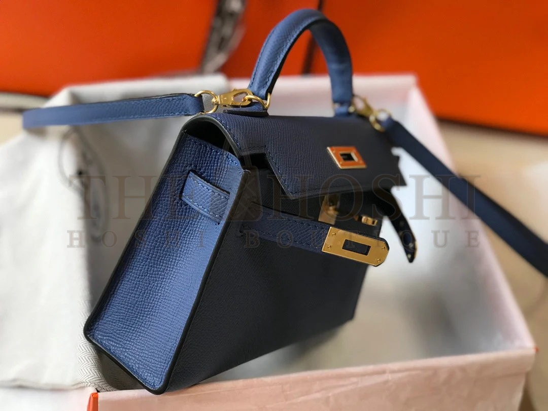 H**me5 Kelly Mini II Sellier Bag In Blue Agate Epsom Leather Master Quality
