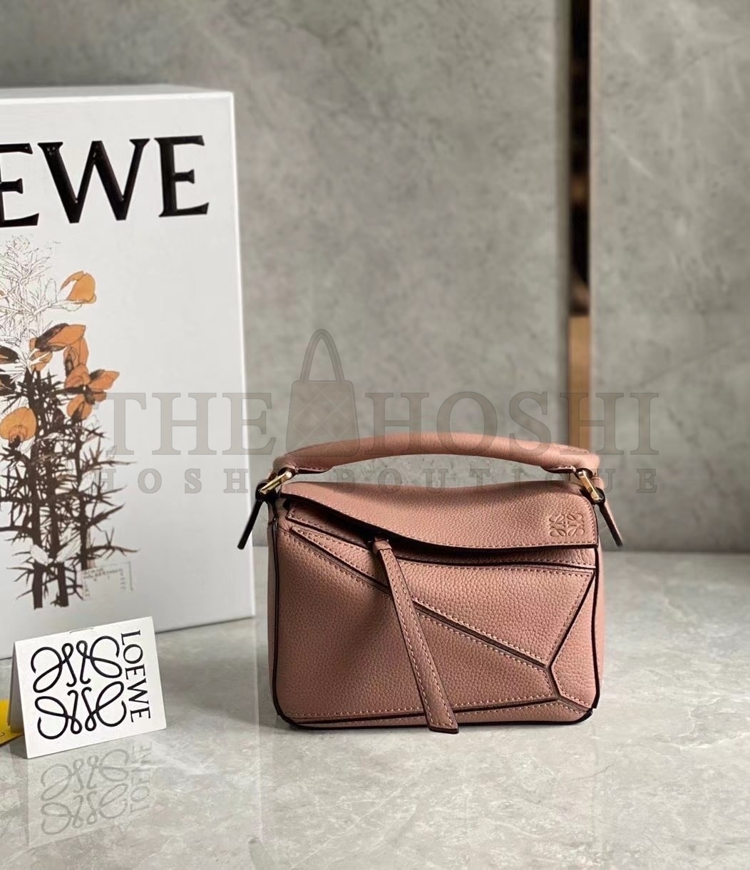 L0ew* Puzzle Mini Bag In Dark Blush Grained Calfskin Master Quality