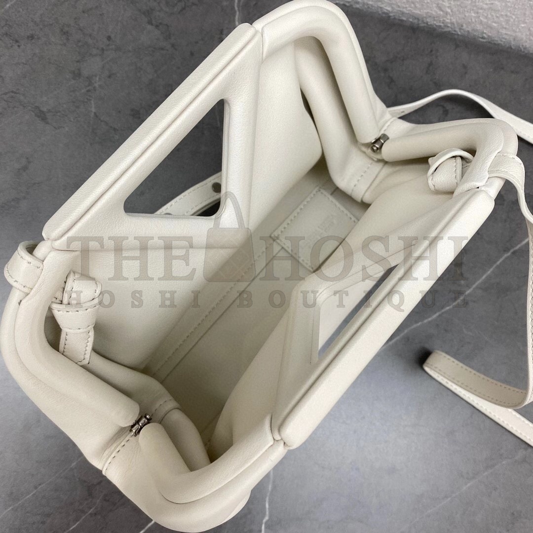 B0tt*ga Ven*ta Small Point Top Handle Bag In White Leather Master Quality