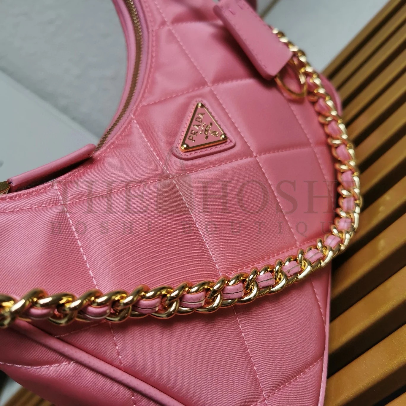 Pra*a Re-Edition 1995 Chaine Mini Bag in Pink Re-Nylon Master Quality