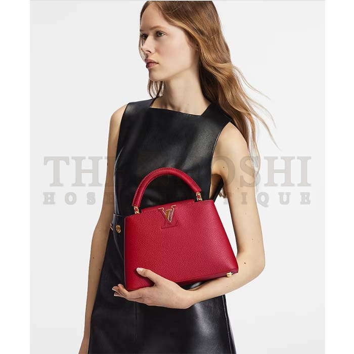 L0vis Vvtt0n LV Women Capucines BB Handbag Scarlet Red Taurillon Cowhide Leather Master Quality