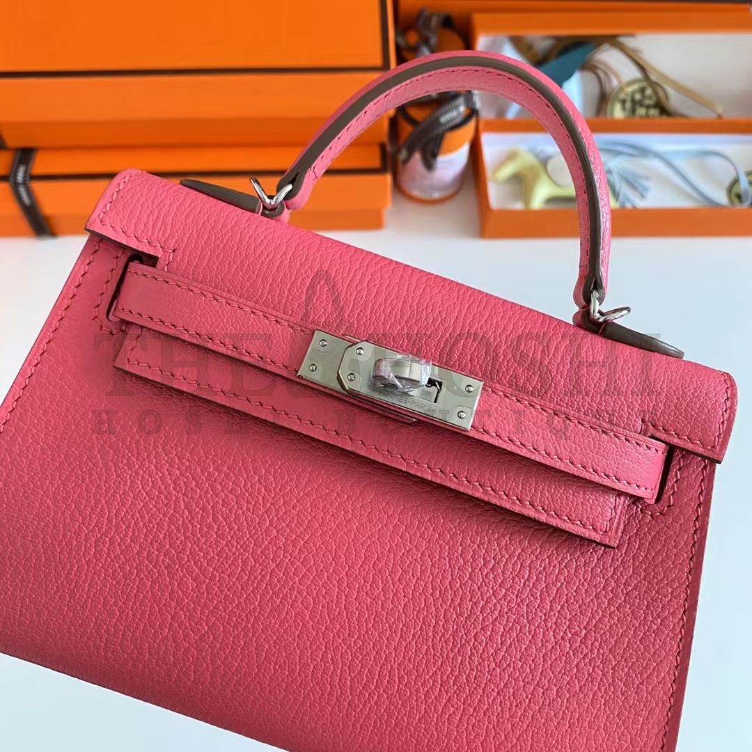 H**me5 Women Mini Kelly 20 Bag Epsom Leather Silver Hardware-Rose Master Quality