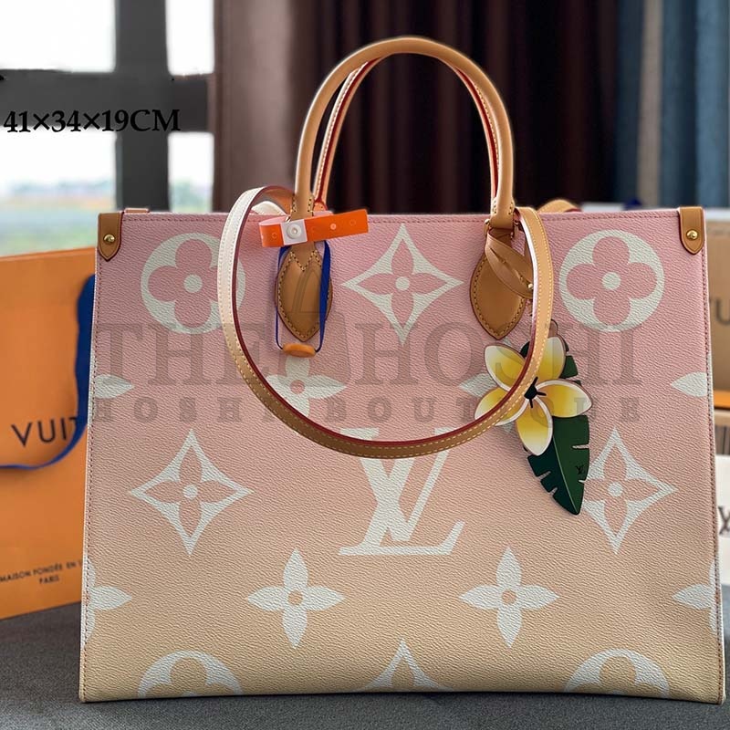 L0vis Vvtt0n LV Women OnTheGo GM Tote Bag Pink Monogram Giant Coated Canvas Raffia Master Quality