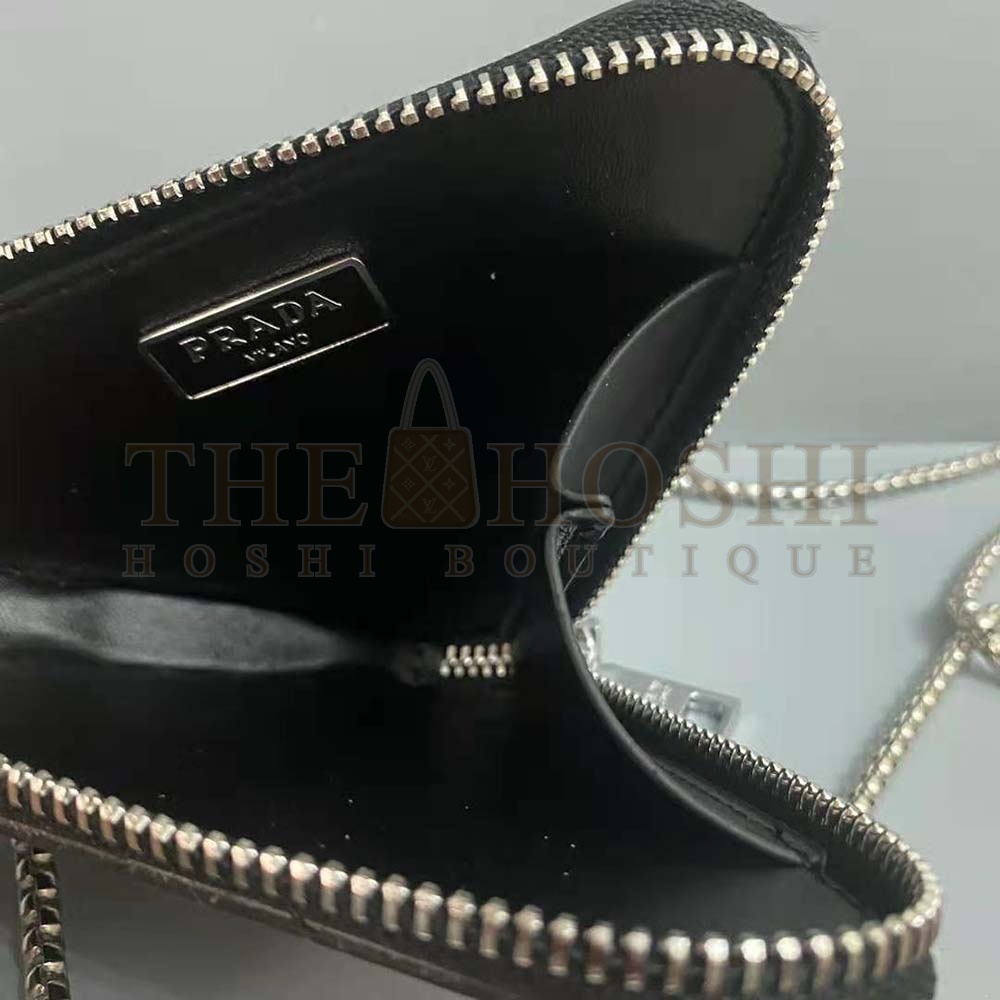 Pra*a Women Brushed Leather Mini-Pouch-Black Master Quality