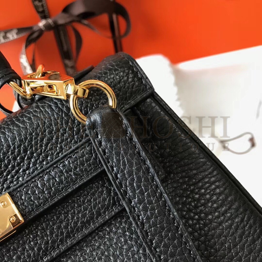 H**me5 Mini Kelly 20cm Bag In Black Clemence Leather Master Quality